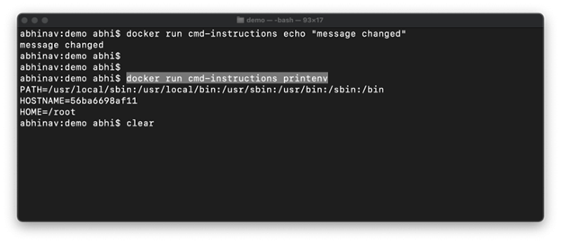Key Terms related to docker commands